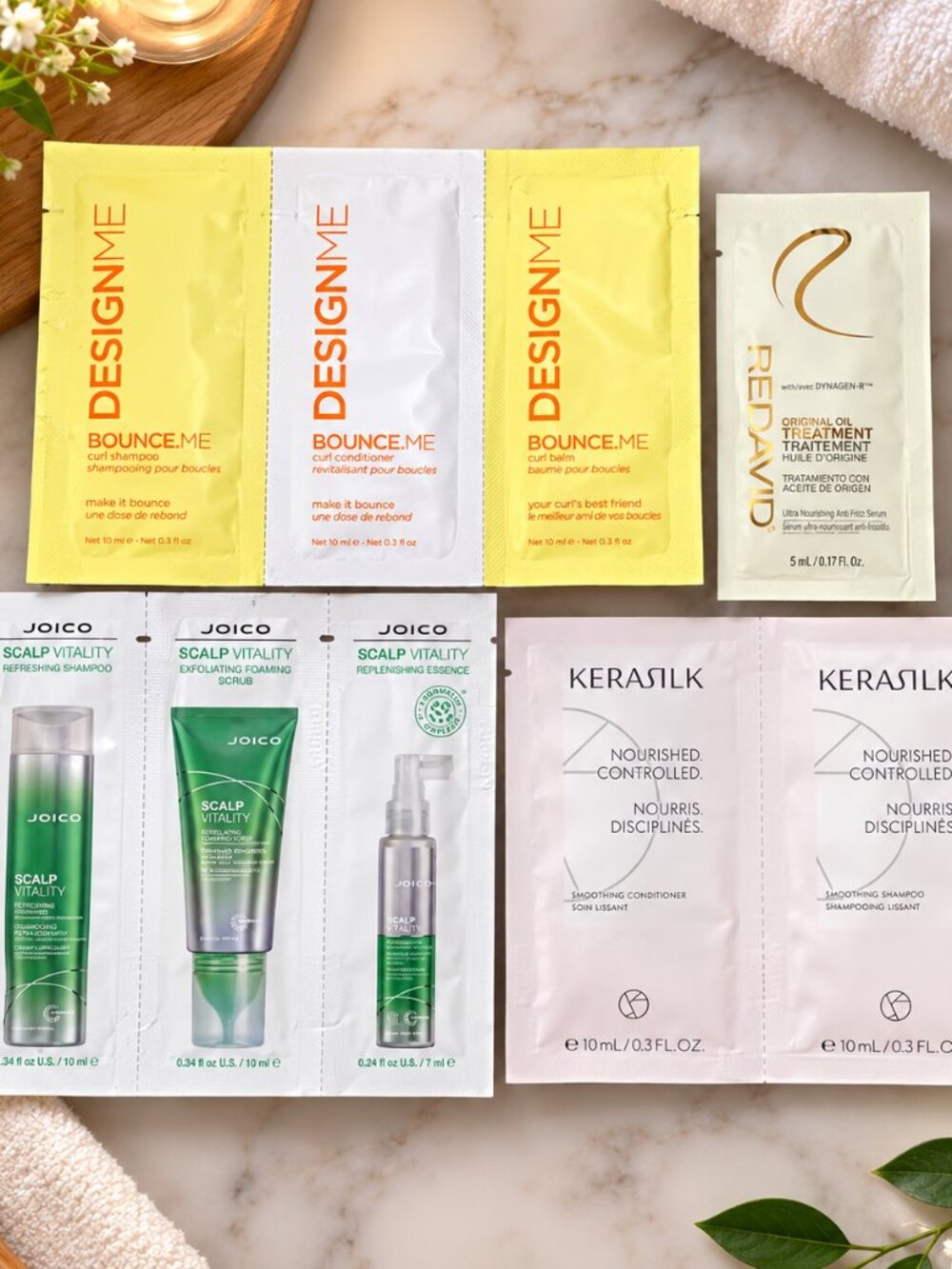 Hair Care Sample Lot 9pc DesignMe Joico Kerasilk Redavid Shampoo Conditioner